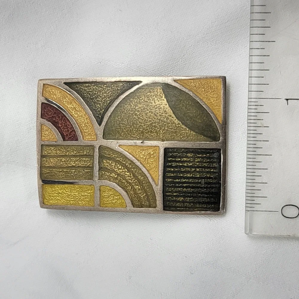 Frank Lloyd Wright MoMA L. McLean Sterling Silver Enamel Pin Pendant Broken pin